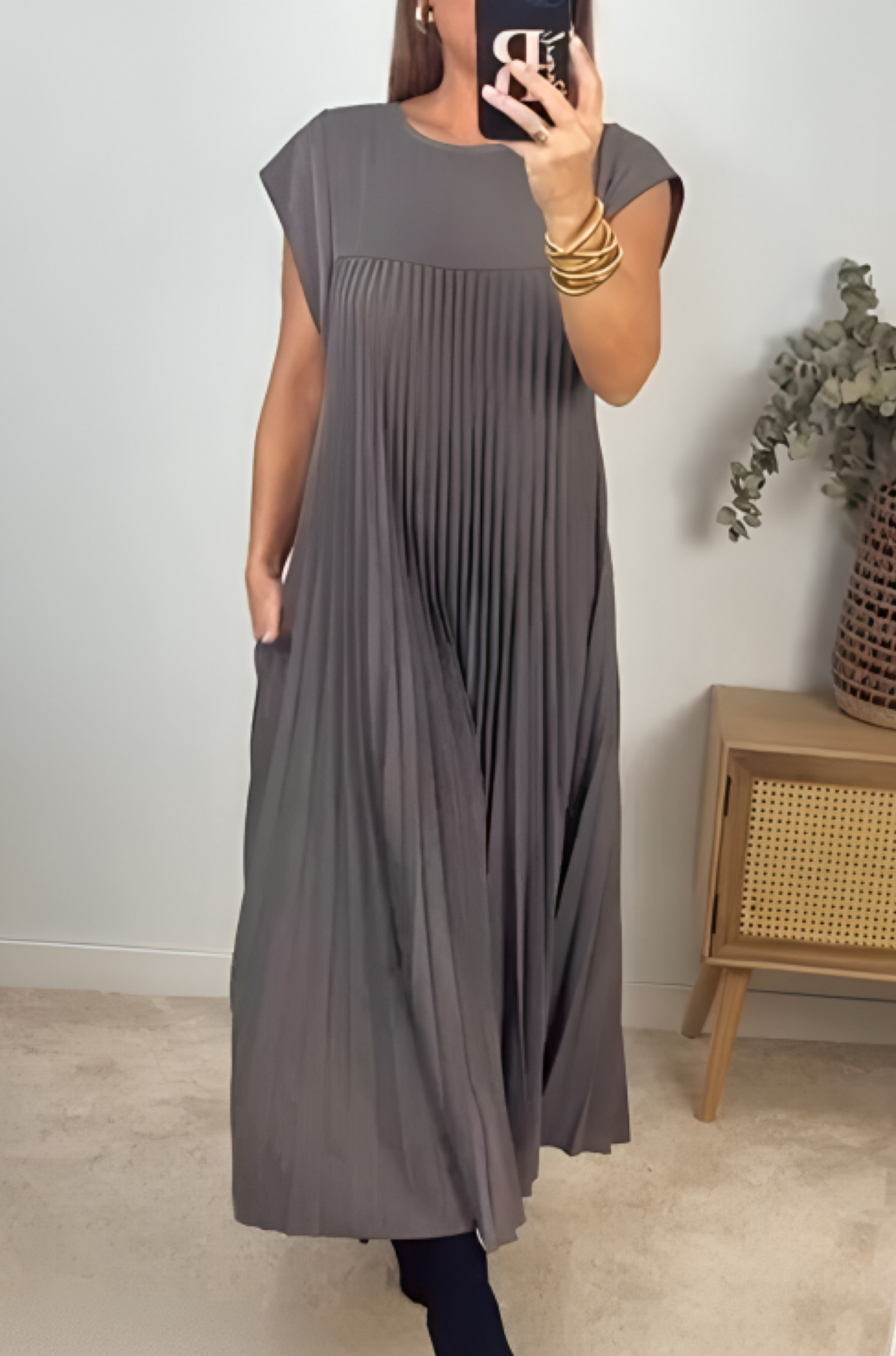 Lush Curve Fit - Breathable Pleated Dress for Woman