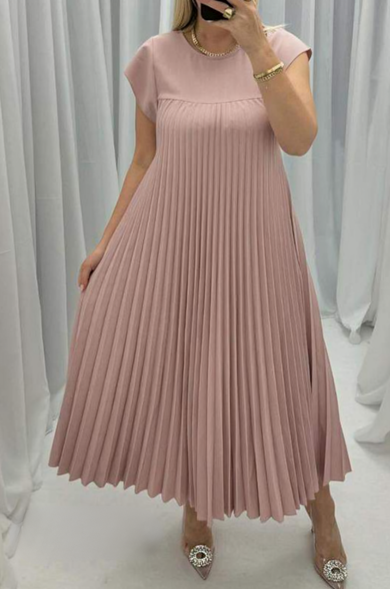 Lush Curve Fit - Breathable Pleated Dress for Woman