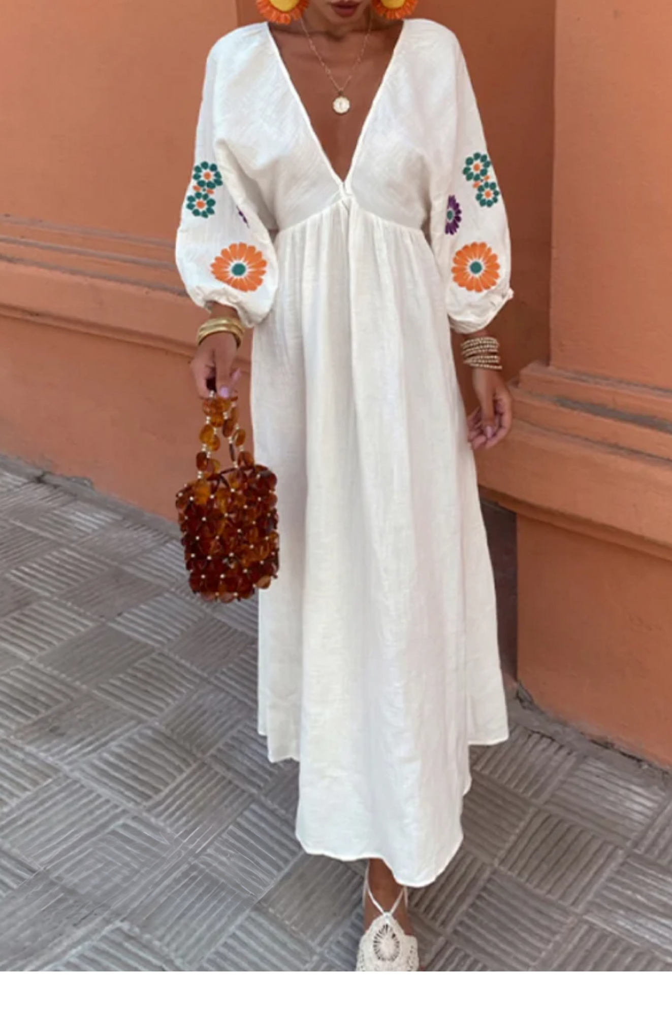 Aurora Dress - Boho-Chic Embroidered Summer Dress for Woman