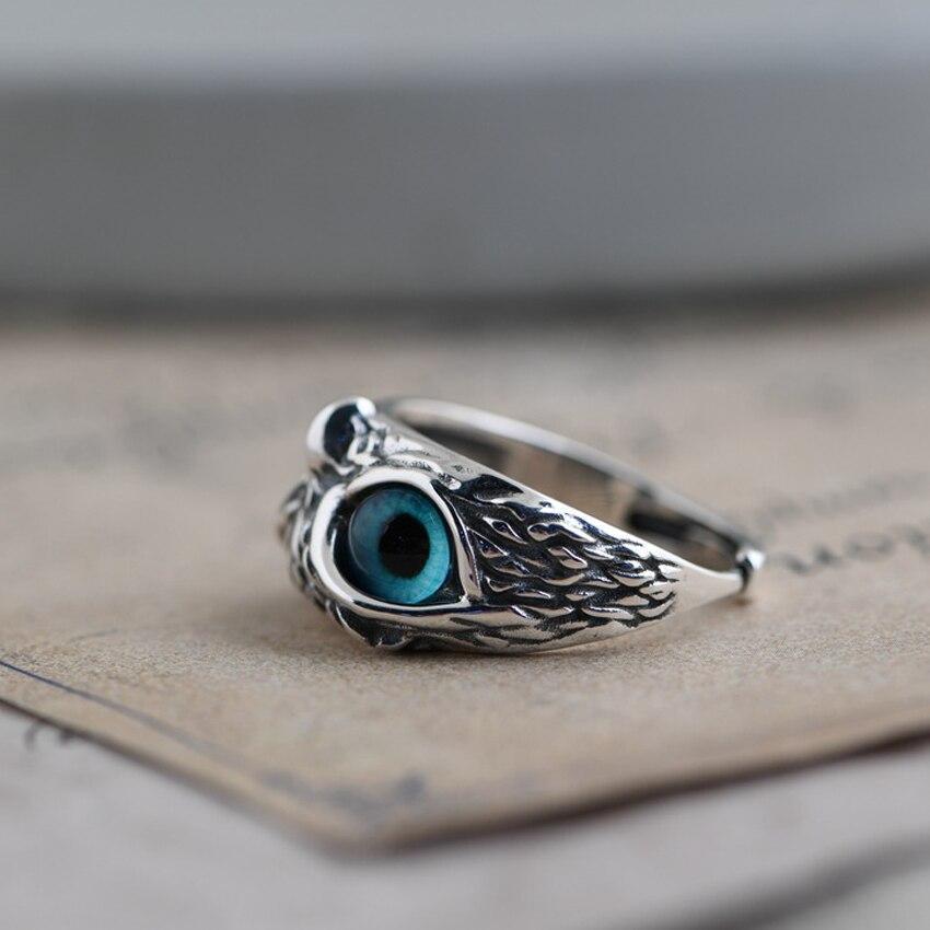 Silver Owl Ring with Striking Blue Eyes – A Statement Piece