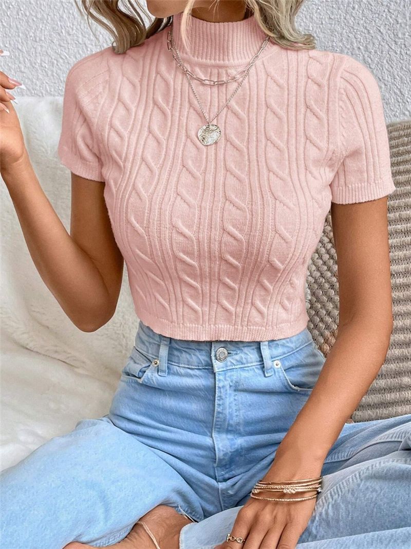 Jayla Top - Cable-Knit Cropped Sweater for Woman
