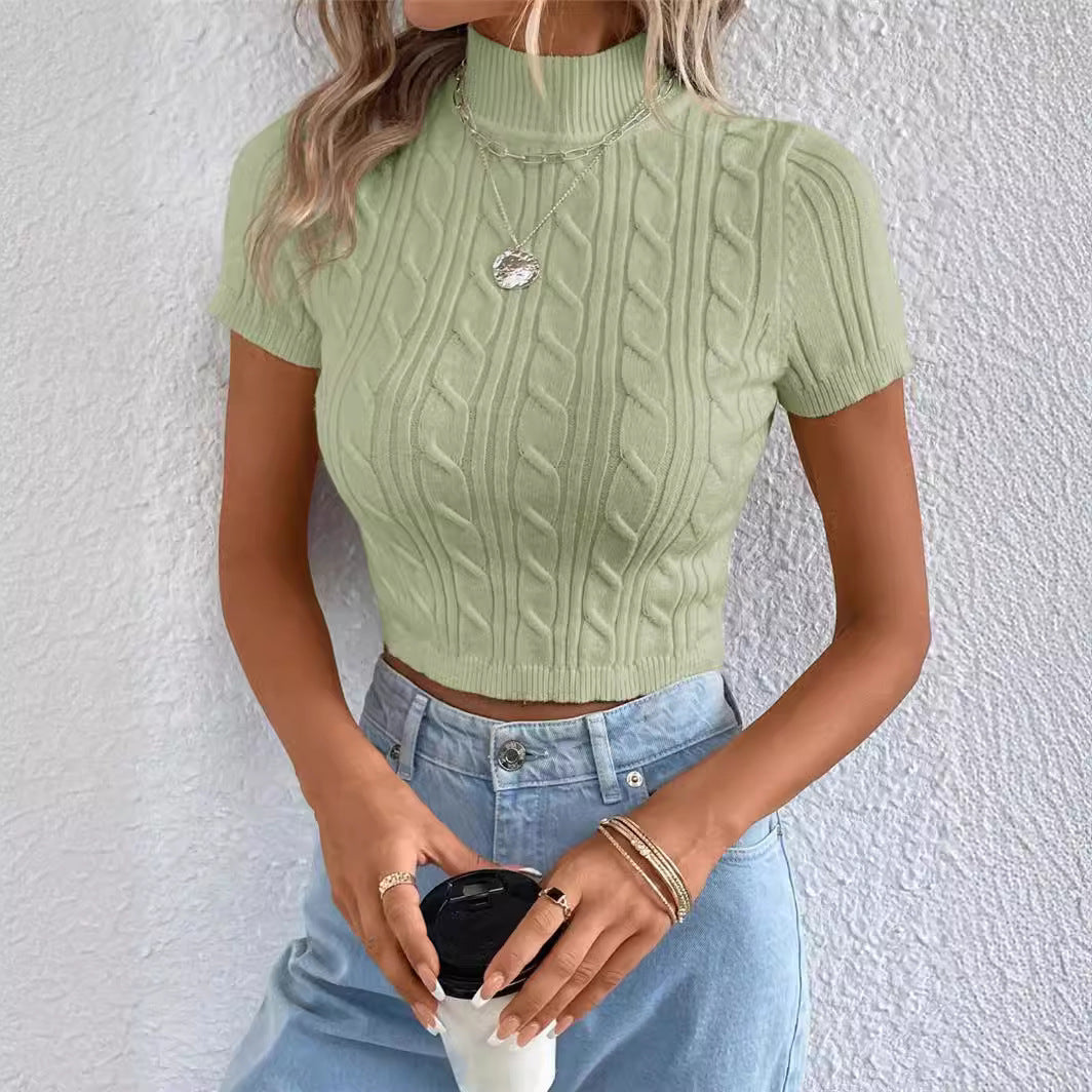 Jayla Top - Cable-Knit Cropped Sweater for Woman