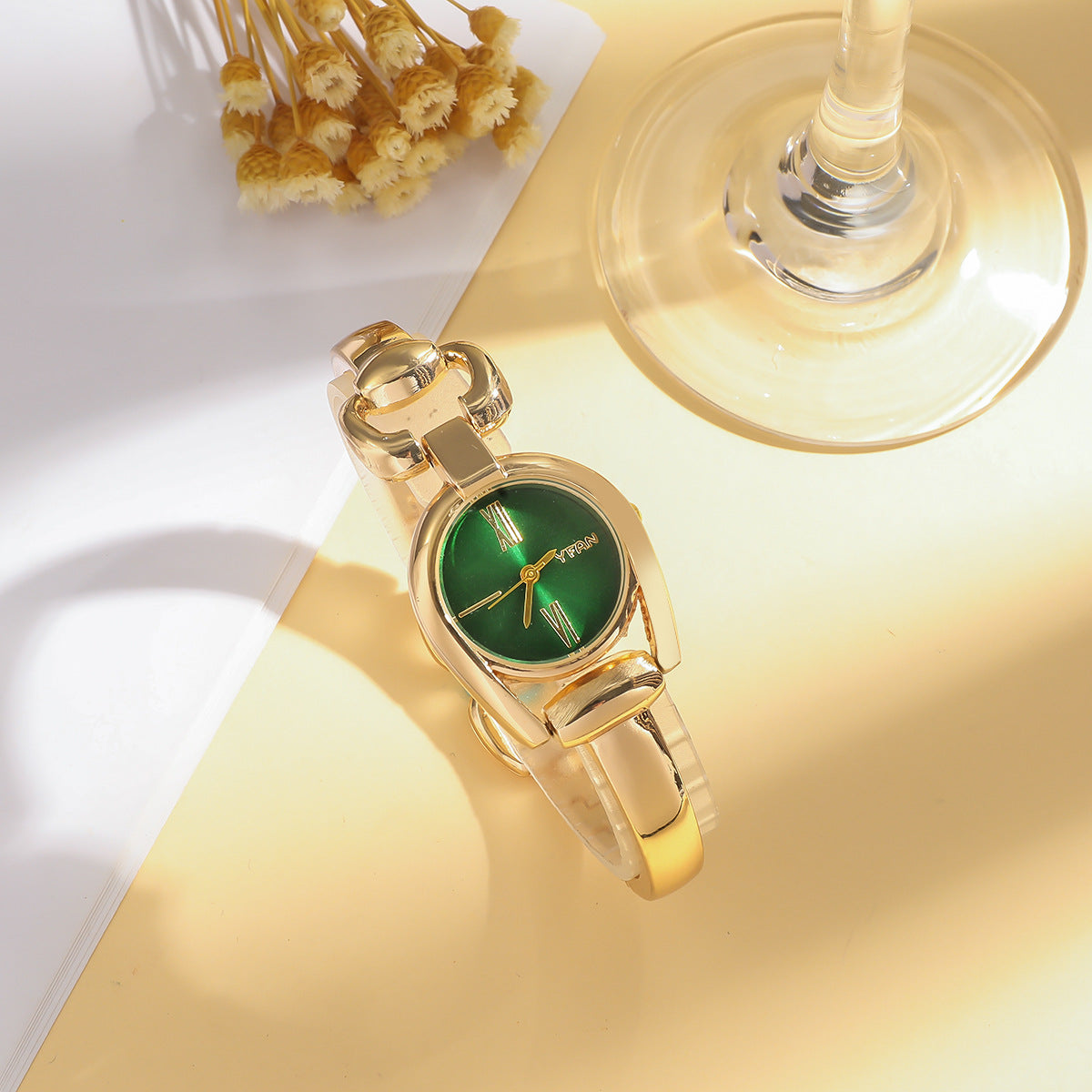 Green & Gold Jewelry Gift Set – Watch, Bracelet & More