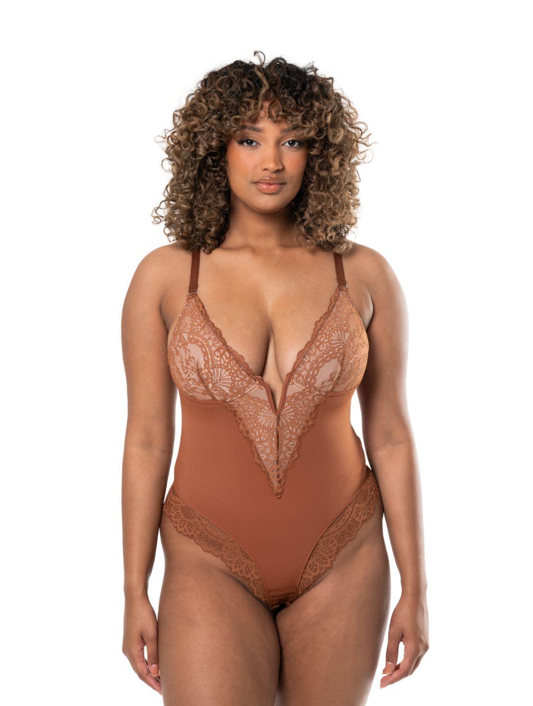 Allure Lace V-Neck Bodysuit - Sultry Lingerie for Woman