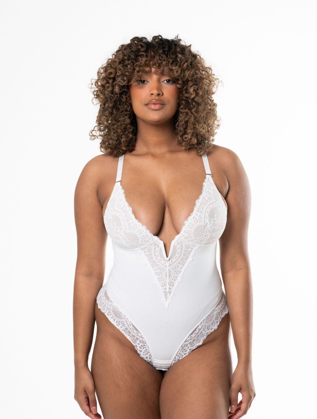Allure Lace V-Neck Bodysuit - Sultry Lingerie for Woman